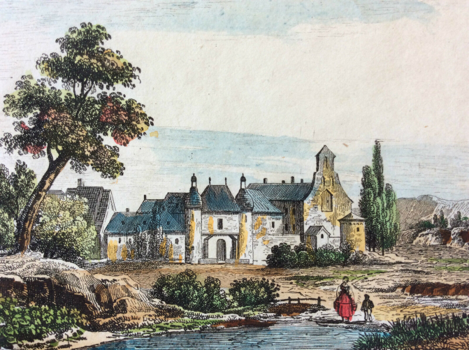 ancienne_commanderie_d_harville_meuse_estampe_colorisee_vers_1835