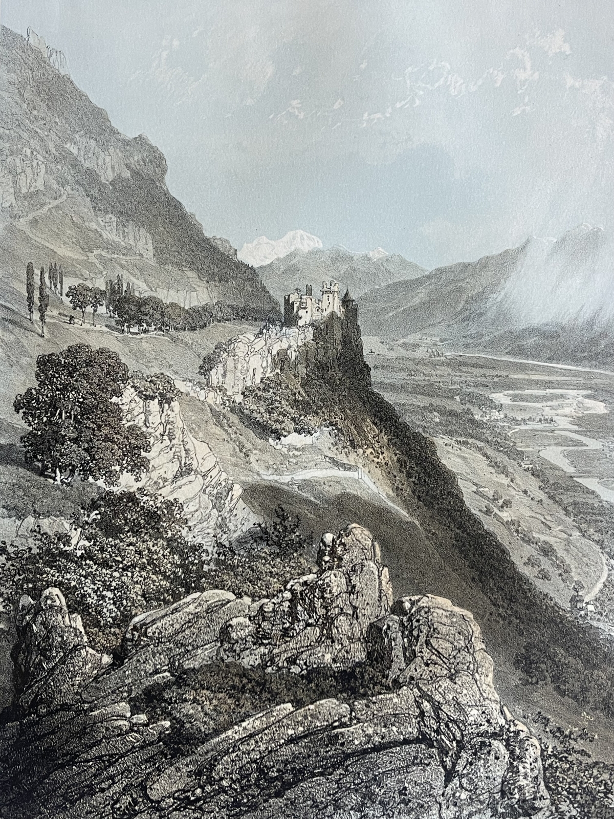chateau_de_miollans_savoie_antique_lithograph_1864_felix_benoist_french_alps