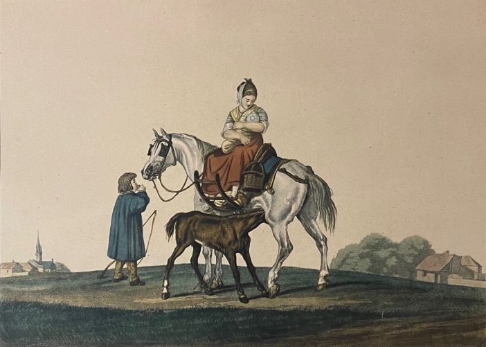 les_deux_nourrices_apres_carle_vernet_1758-1836_tirage_debut_xxe_cheval_poulain