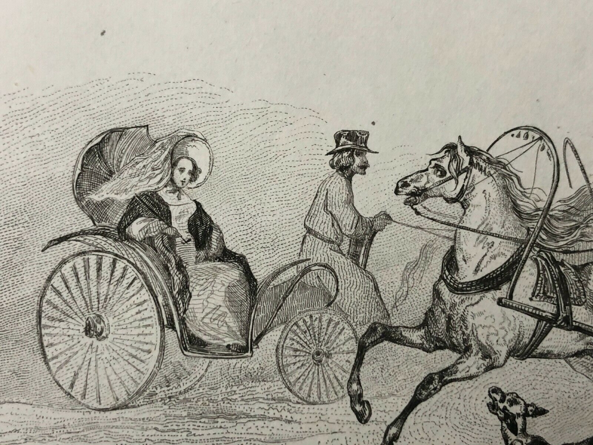 russie_droschki_cabriolet_caleche_equipage1838_cheval_uniforme_ombrelle_chapeau