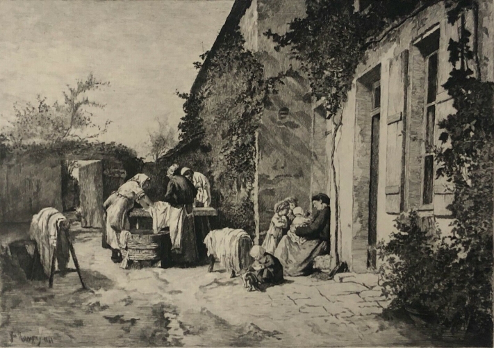 jules_trayer_1824-1909_lessive_et_enfants_masse_xixeme_pointe_seche_pressing