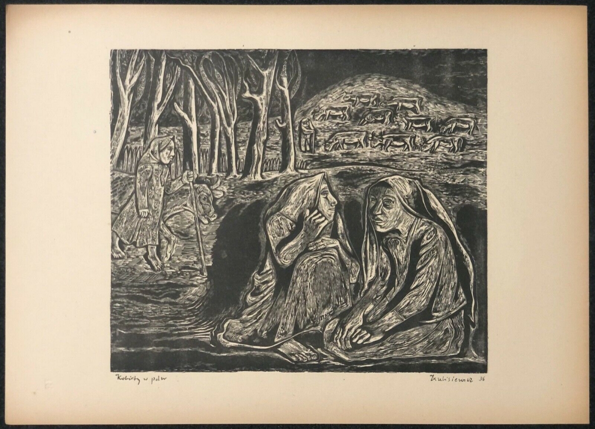 tadeusz_kulisiewicz_1899-1988_pologne_polska_xylographie_1940_femmes_aux_champs