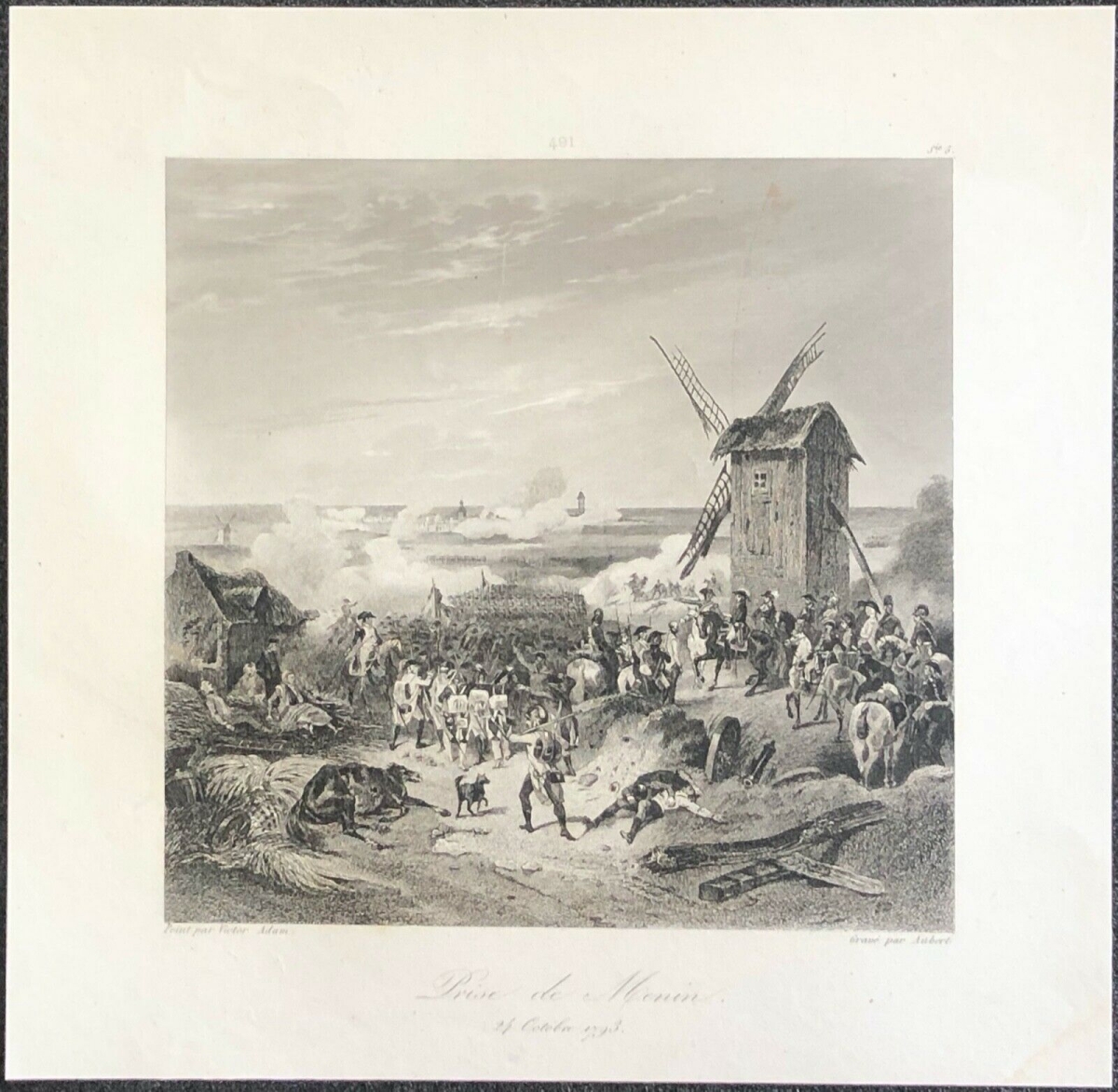 prise_de_menin_napoleon_bonaparte_belgique_moulin_gravure_vers_1840_france