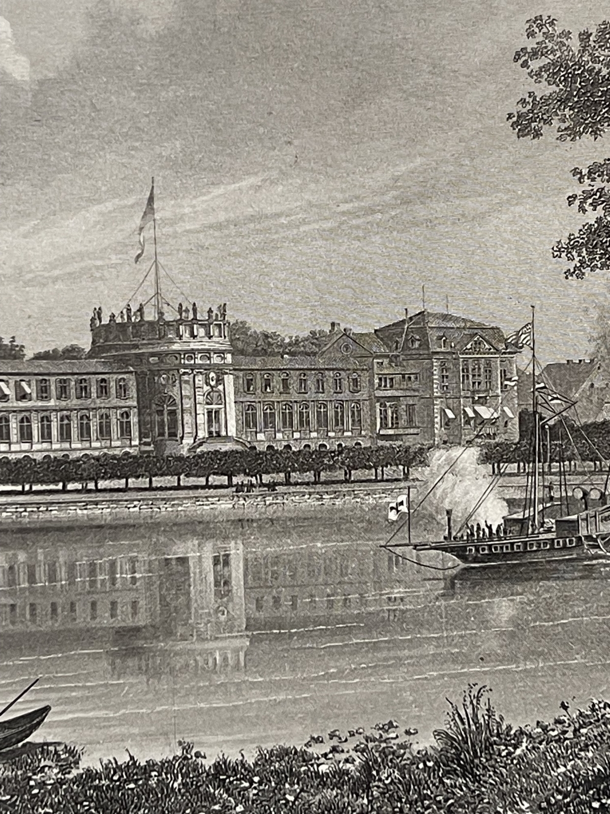 biebrich_palace_on_the_rhine_antique_steel_engraving_allemagne_c_1880_germany