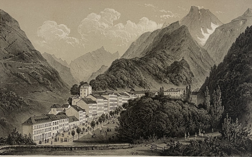 eaux-bonnes_grande_rue_pyrenees-atlantiques_lithographie_vers_1855