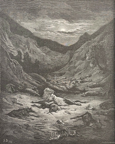 le_lion_gustave_dore_xylographie_fable_de_la_fontaine_1868