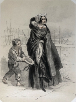 femmes_de_granville__manche__lithographie_originale_1852_france