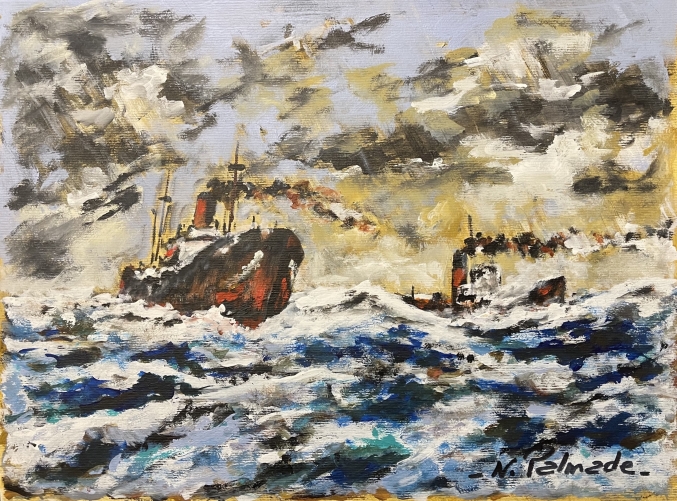 navire_en_mer_acrylique_sur_papier_special_bateau_ocean_marin