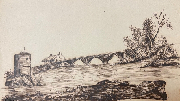 pont_gothique_moyen_age,_medievale__encre_1862__hippolyte_blondel_1808-1884_