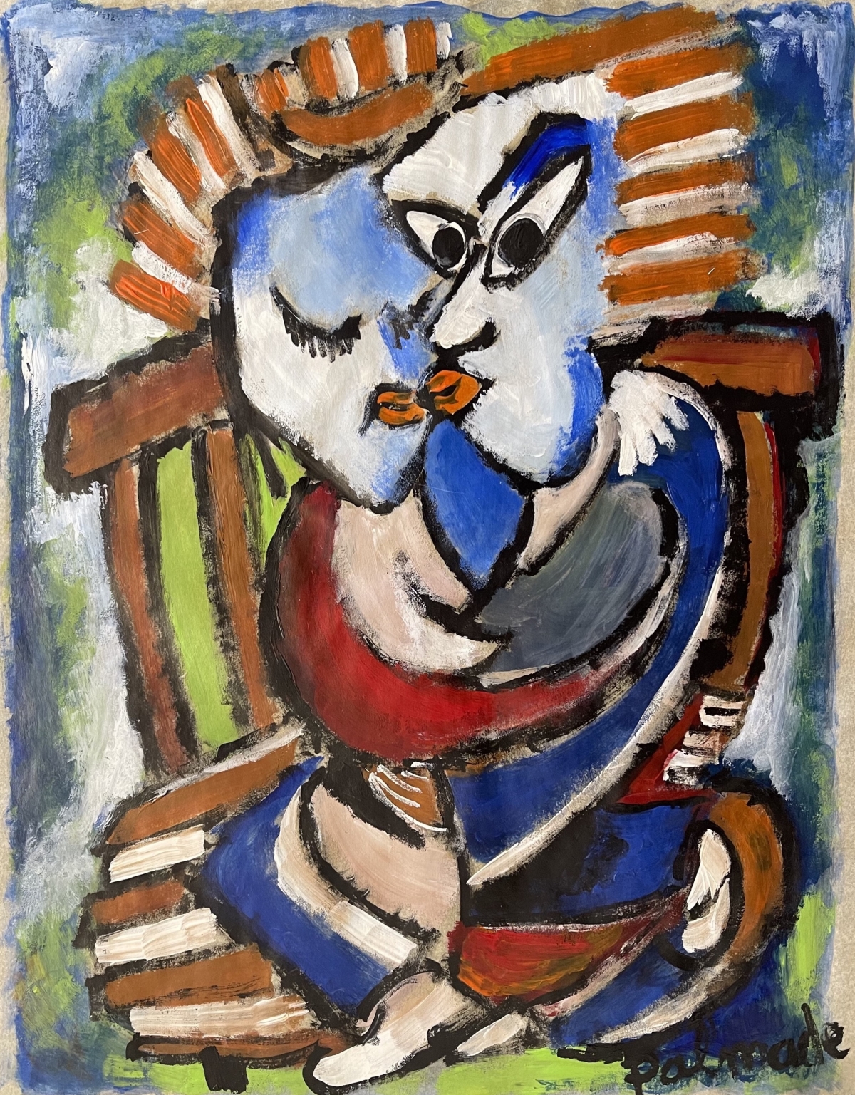 le_baiser_acrylique_sur_calque_de_1990_amour_norbert_palmade_1928-2019_expressionnisme