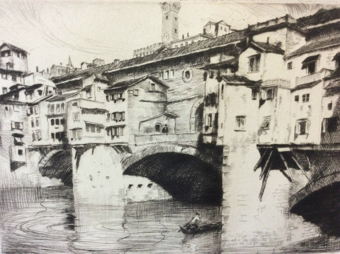 estampe_pointe_seche_lajos_szanto_1889-1965_pont_vecchio_florence_italie