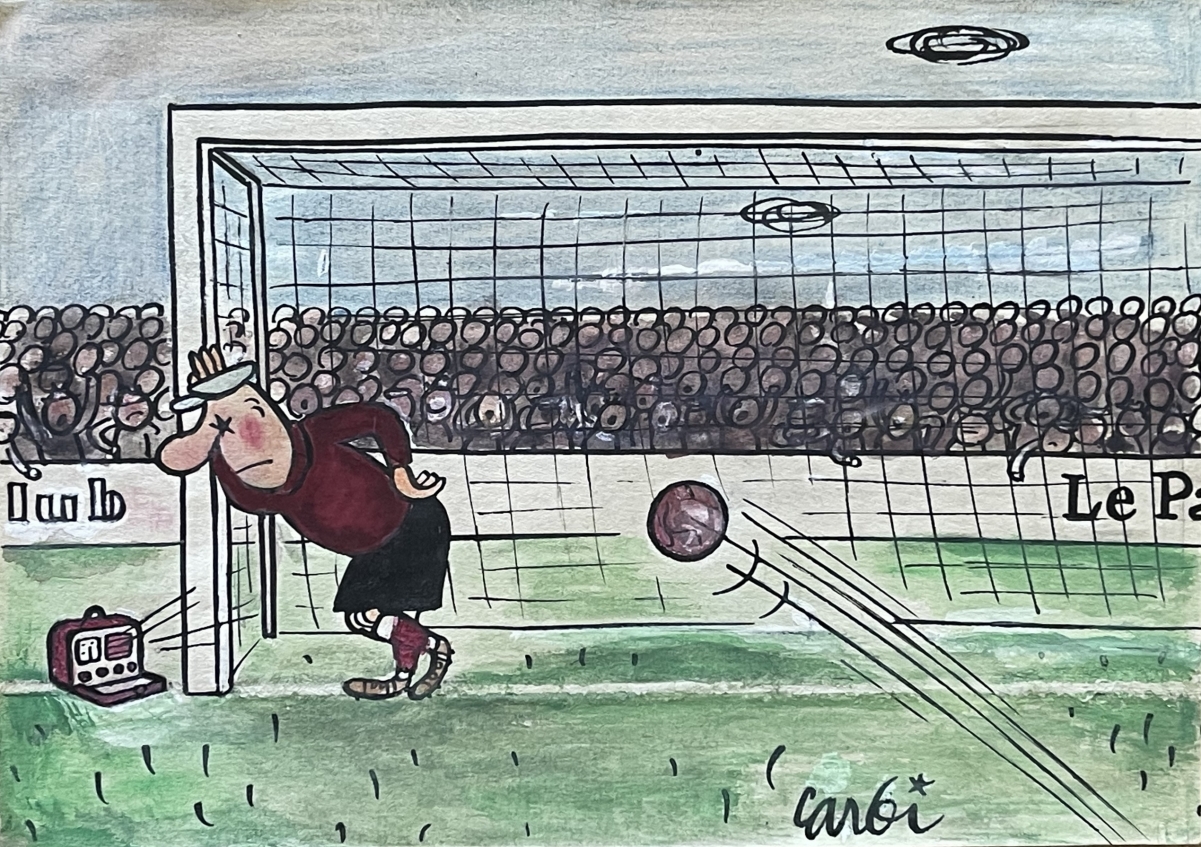 football_gardien_distrait_par_joseph_abric_carbi_vers_1935_caricature_france