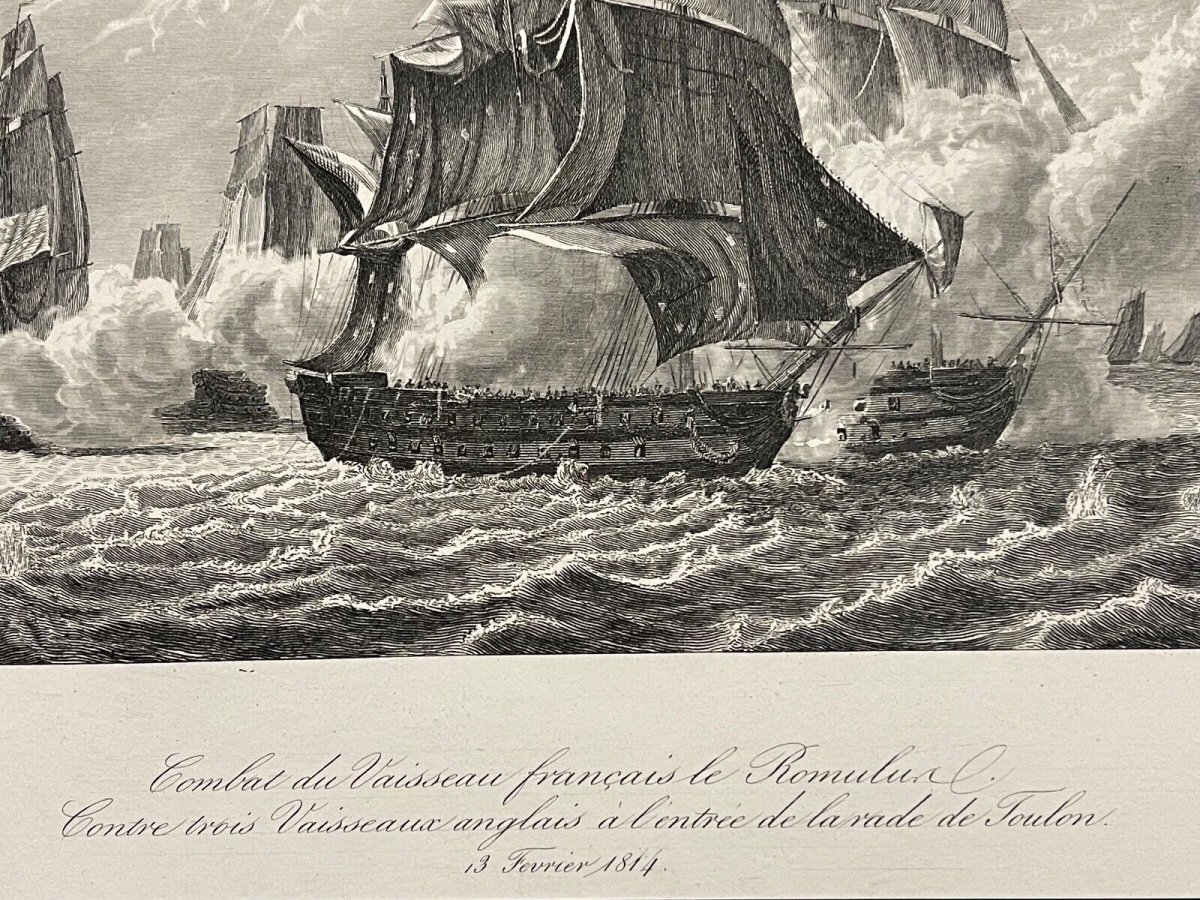 toulon_romulus_contre_3_vaisseaux_angleterre_1814_napoleon_bonaparte_1837_marine