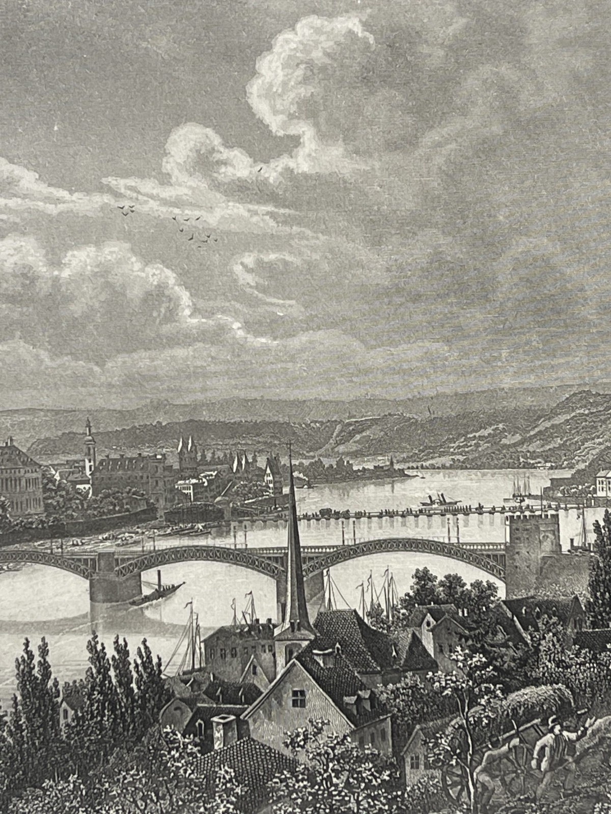 coblenz_et_forteresse_ehrenbreitstein_rhin_gravure_1850_allemagne_engraving