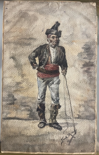 france_ou_espagne_type_pyreneen_aquarelle_debut_xixe_pyrenees