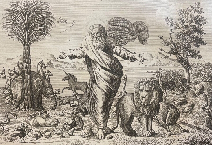 dieu_la_creation_du_monde_gravure_au_burin_c_1820_elephant_lion_licorne_serpent