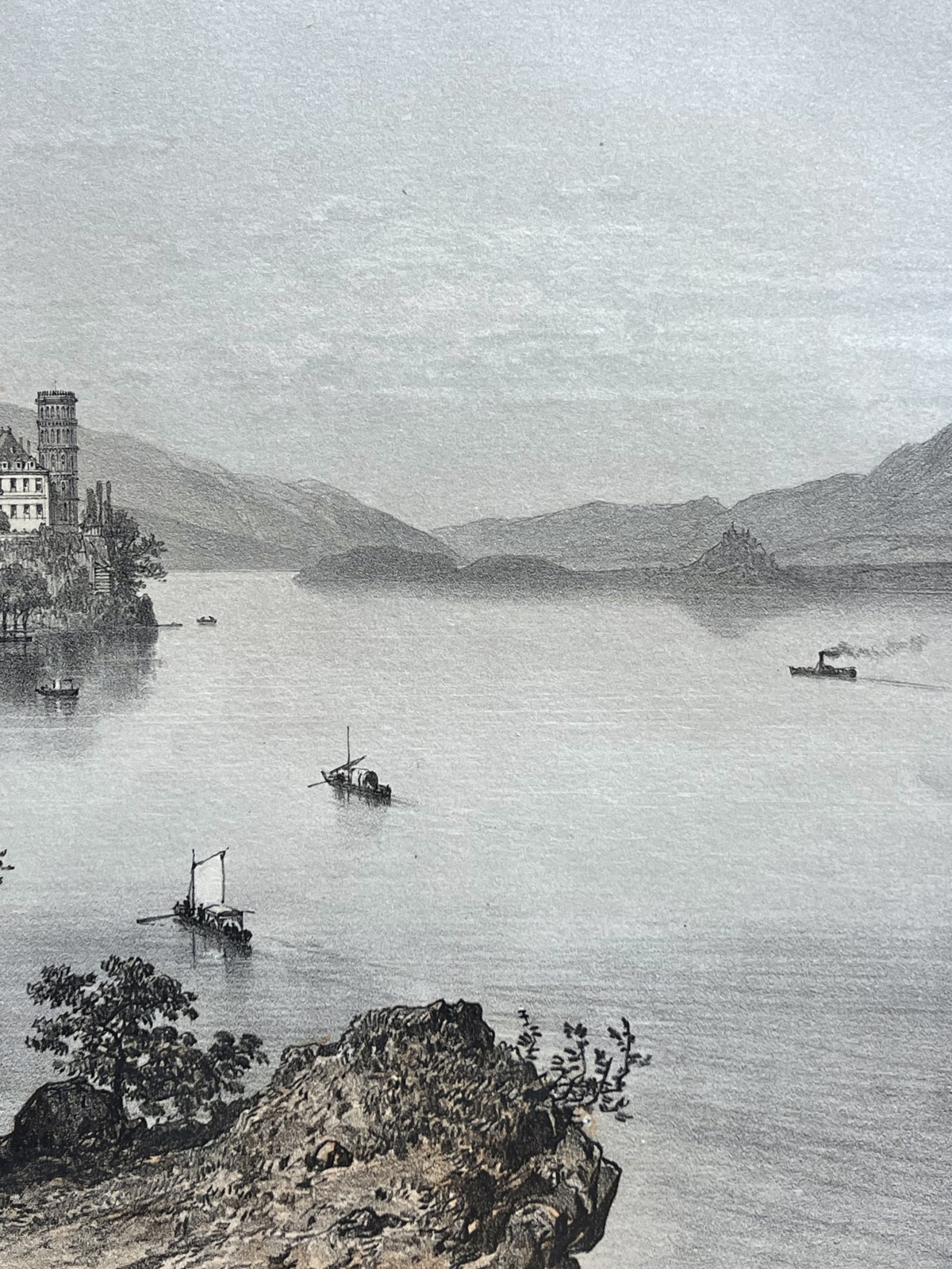 antique_engraving_haute-combe_abbey_lake_bourget_france_1864_benoist_savoie