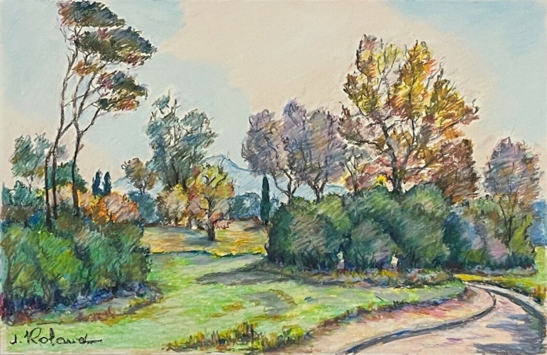 marseille_parc_borely_provence_paysage_pastel_fixe_xxe_signe_j_roland_france
