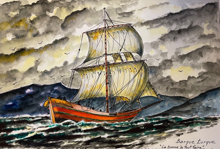 barque_turque_au_xixe_dans_le_bosphore_aquarelle_de_2001_marine_navire