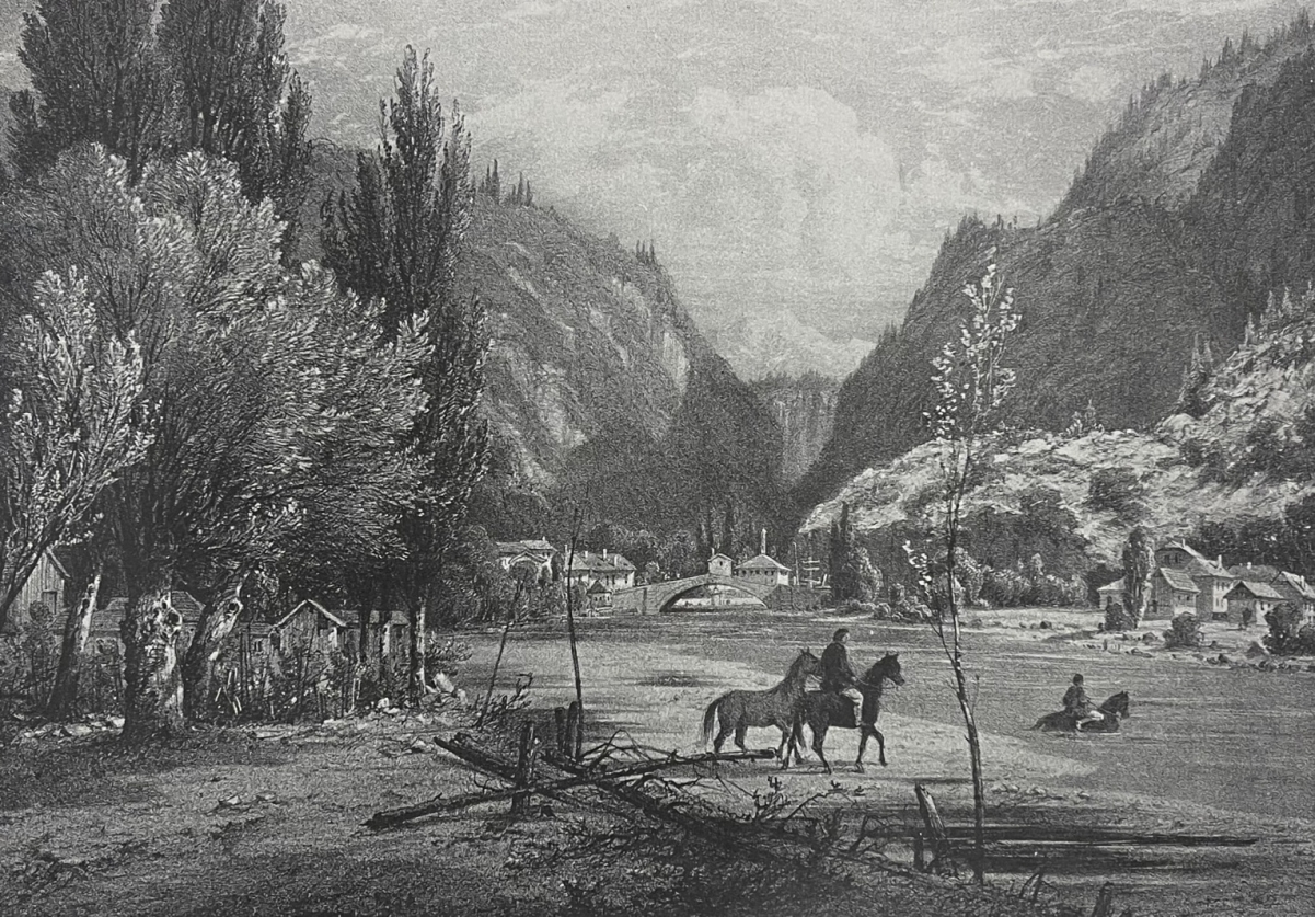 cluses_savoie_le_gue_de_l_arve_en_1866_tirage_c_1970