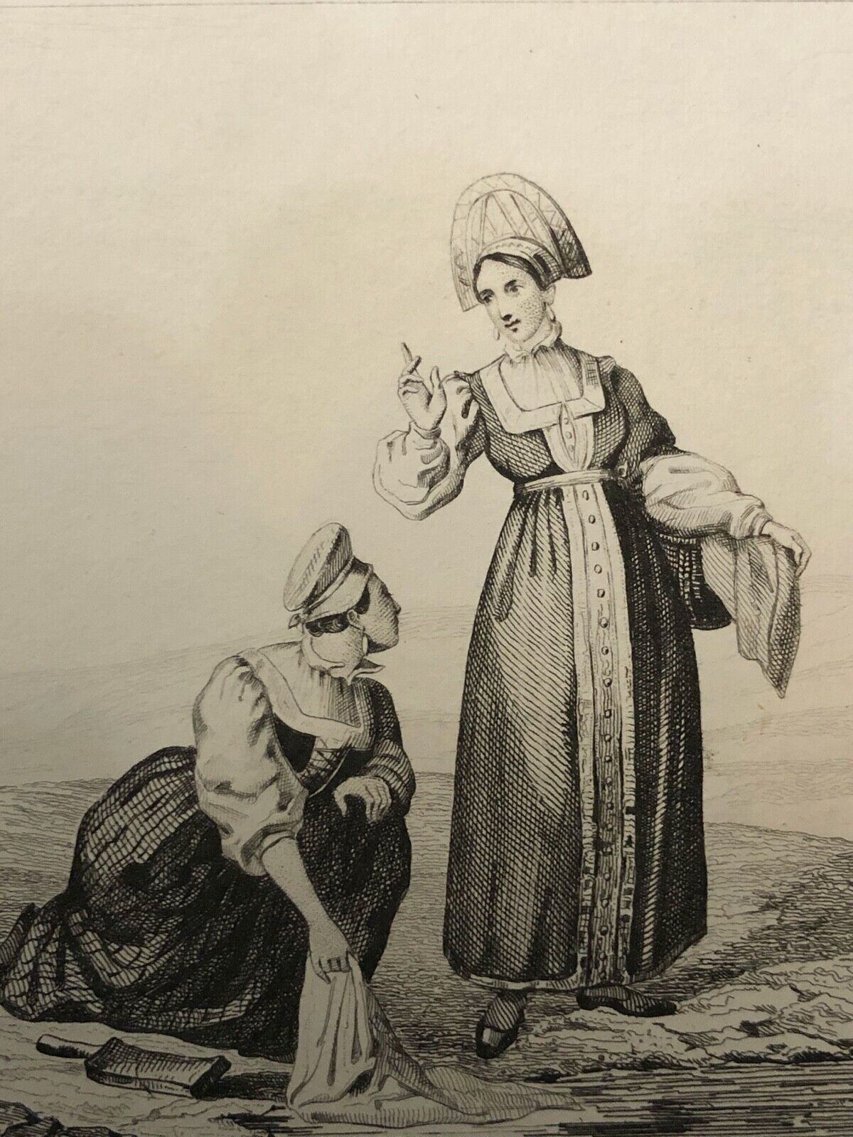 russie_paysan_lavandiere_lessive_battoir_gravure_1838_coiffe_chapeau_costume