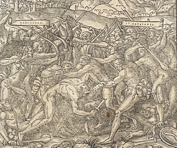 bresil_bataille_les_tribus_margageaz_et_tabajares_andre_thevet_1504-1592_gravure_1575