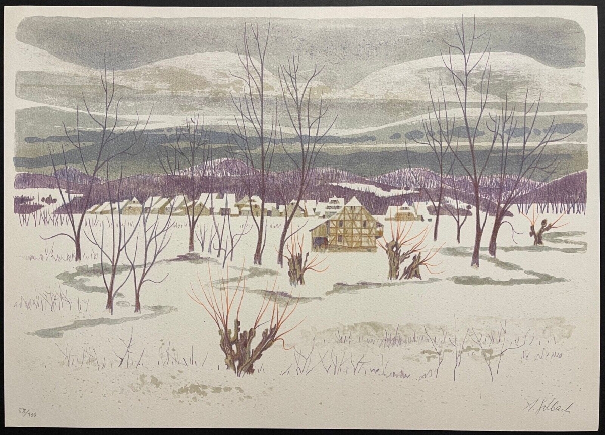 alberto_solbach_1933-1983_village_en_hivers_lithographie_sur_arche_alsace
