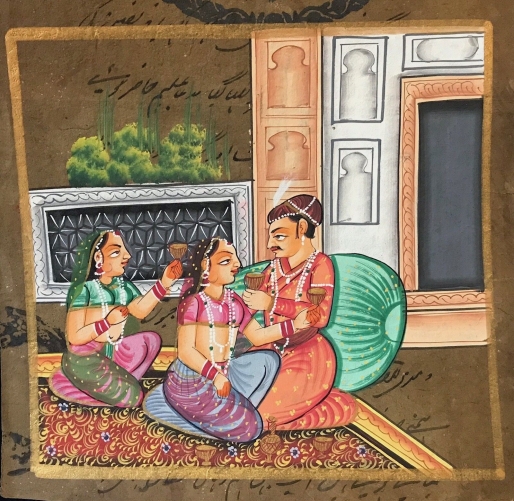 miniature_qajar_ou_indienne,_xxeme__india_bharat_inde__prince_et_princesses_