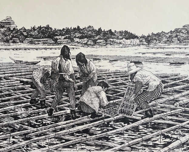 ostreiculture_au_vietnam_grande_gravure_xxe_anonyme_huitre