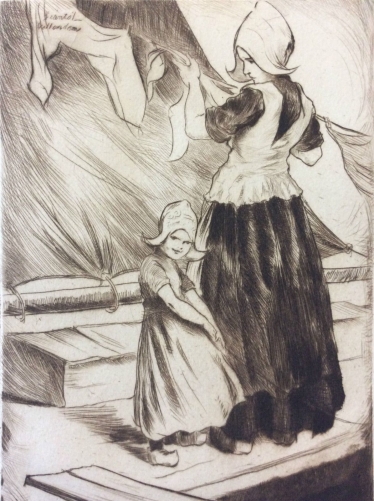 estampe_pointe_seche_lajos_szanto_1889-1965_port__pays_bas_hollande