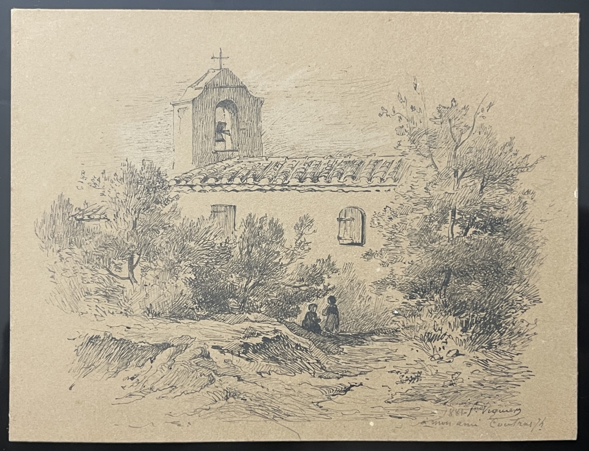 chapelle_de_provence_dessin_encre_de_1881_signe_viguery_france