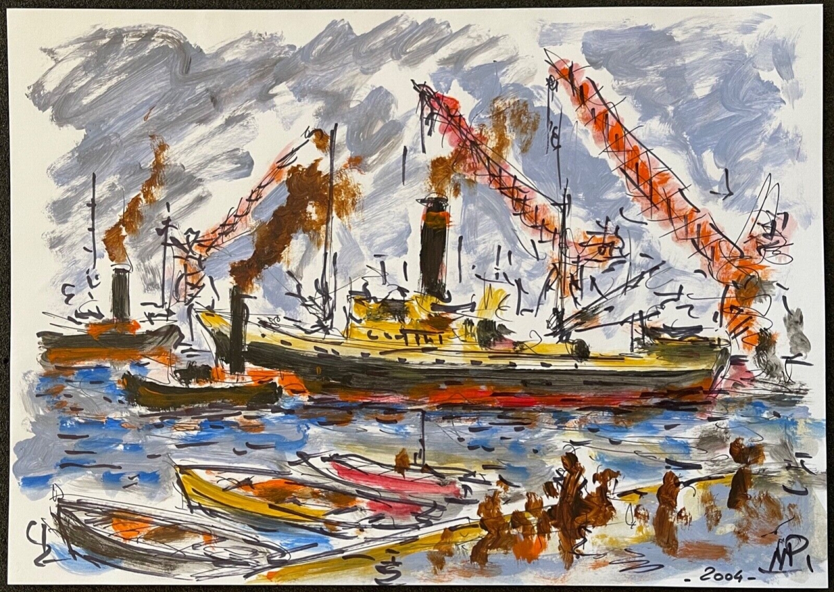 cargo_en_cours_de_debarquement_gouache_n_palmade_2004_marine_marin