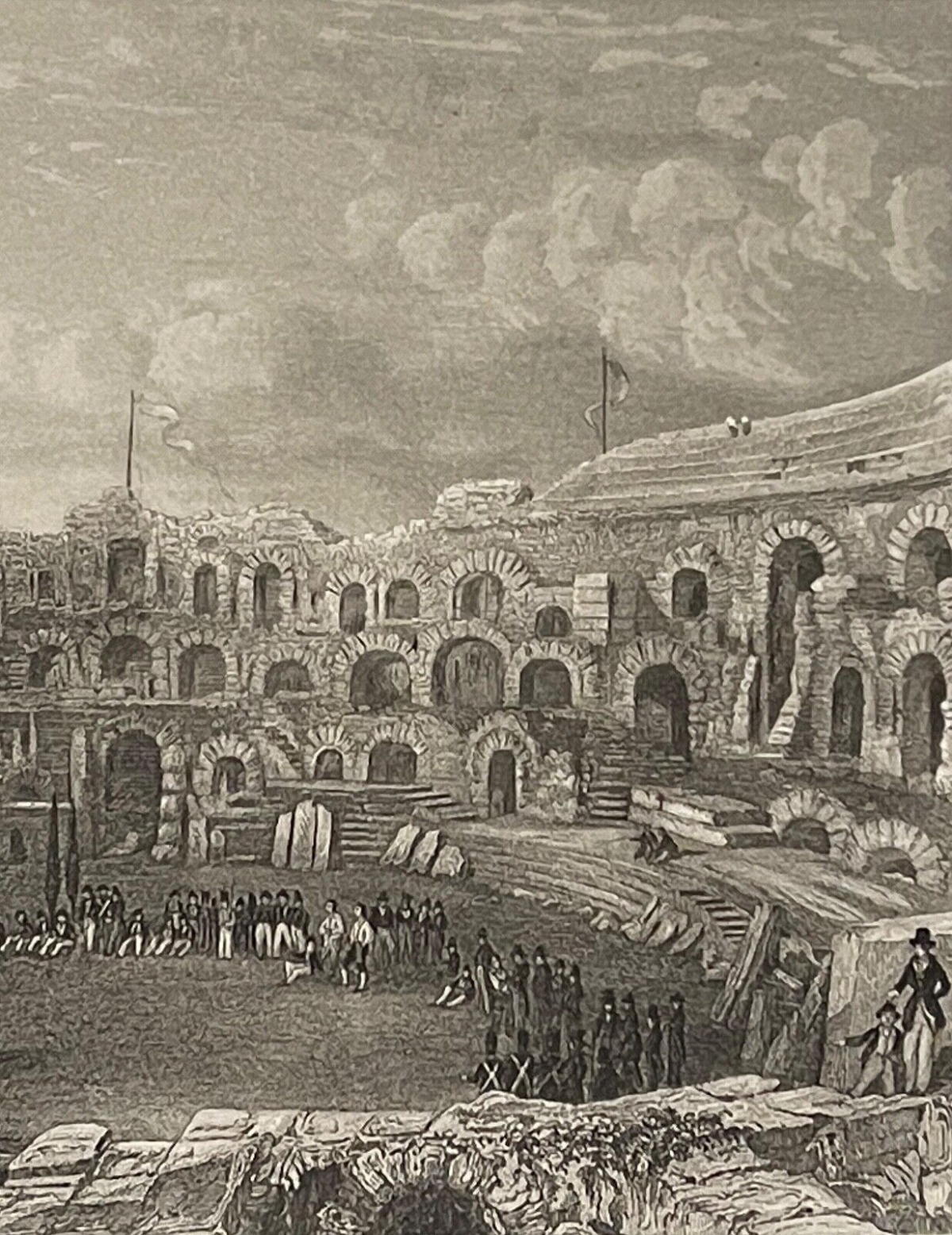 nismes_les_arenes_gravure_de_rouargue_vers_1836_provence_france