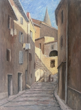 village_de_provence_acrylique_sur_bois_fin_xxe_france