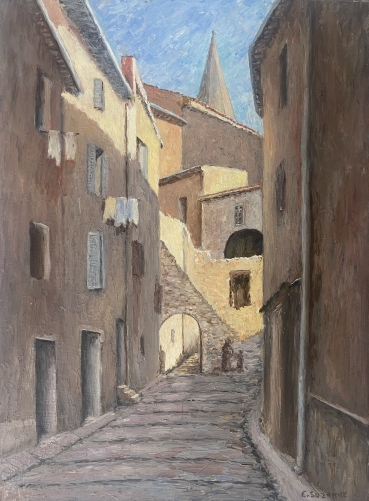 village_de_provence_acrylique_sur_bois_fin_xxe_france