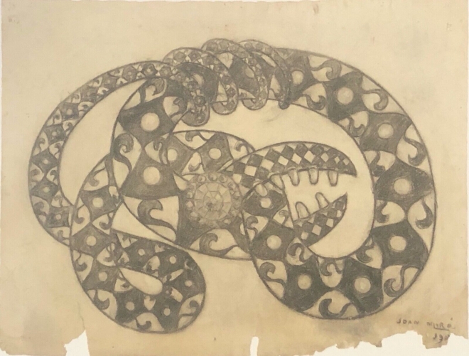 juan_miro_serpent_projet_de_bijou_serpente_1908_chromolithographie_1982
