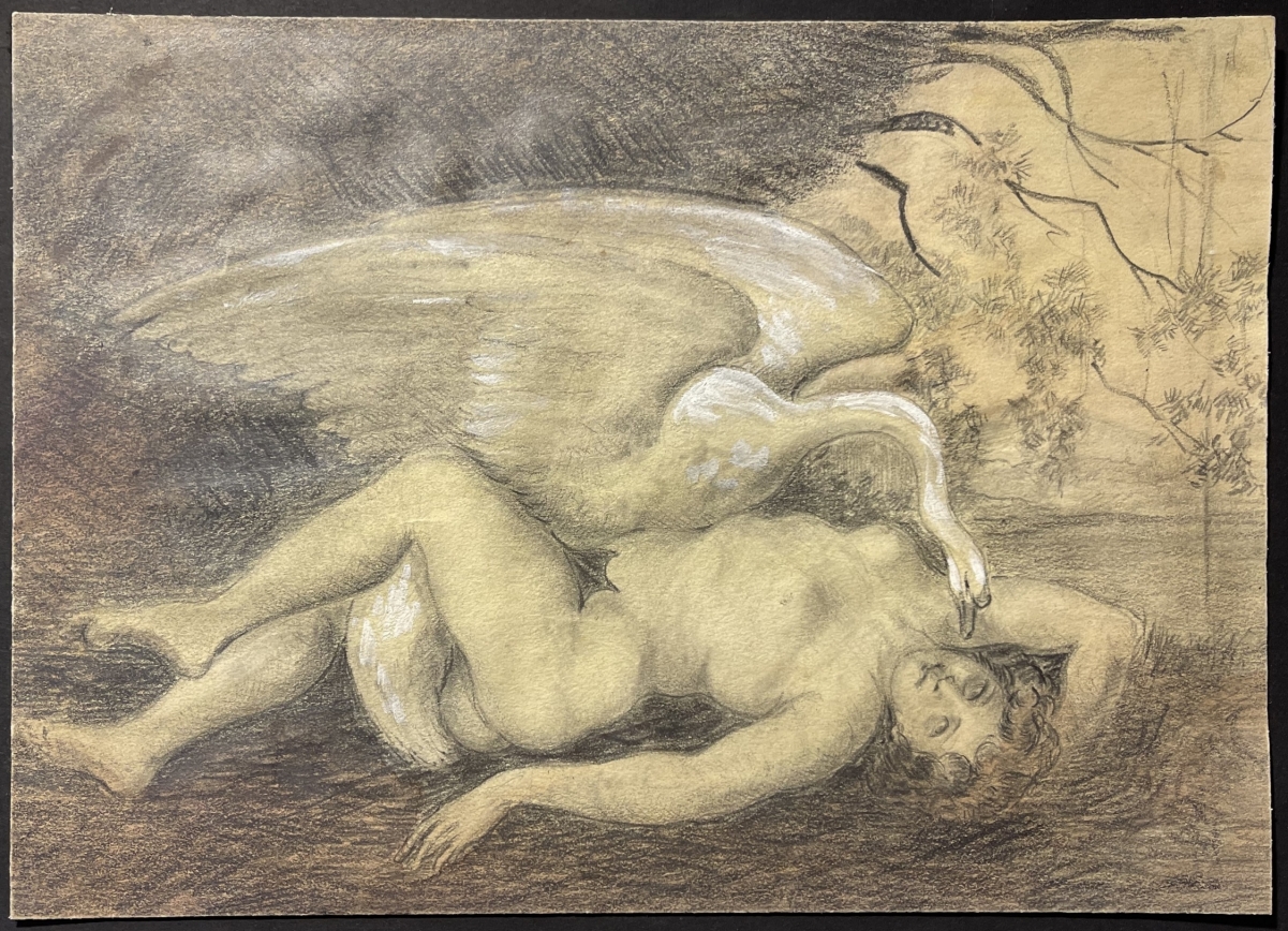 zeus_et_leda_technique_mixte_graphite_et_gouache_xixe_anonyme