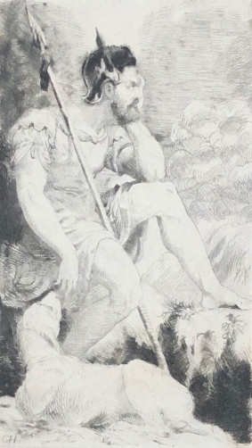 soldat_antique_avec_chien_heliogravure_signee_g_h_vers_1870