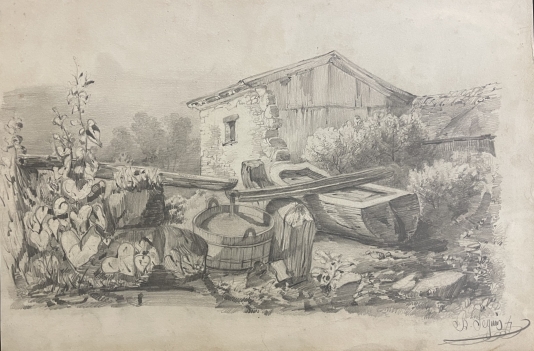 bergerie_de_montagne_dessin_graphite_vers_1900_france