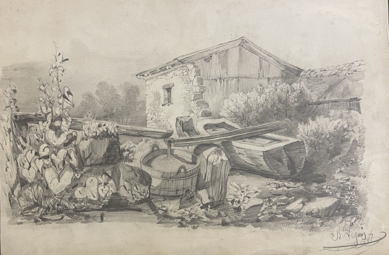bergerie_de_montagne_dessin_graphite_vers_1900_france