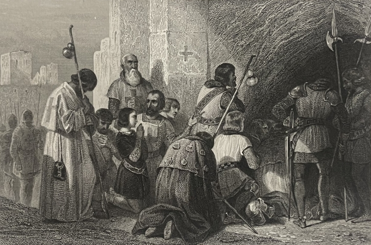 les_croises_au_saint_sepulcre_croisade_jerusalem_israel_gravure_vers_1830_france
