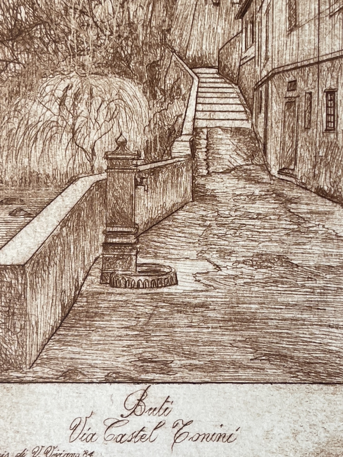 buti_italy_1984_via_castel_tonini_original_drypoint_signed_viviano_viviani