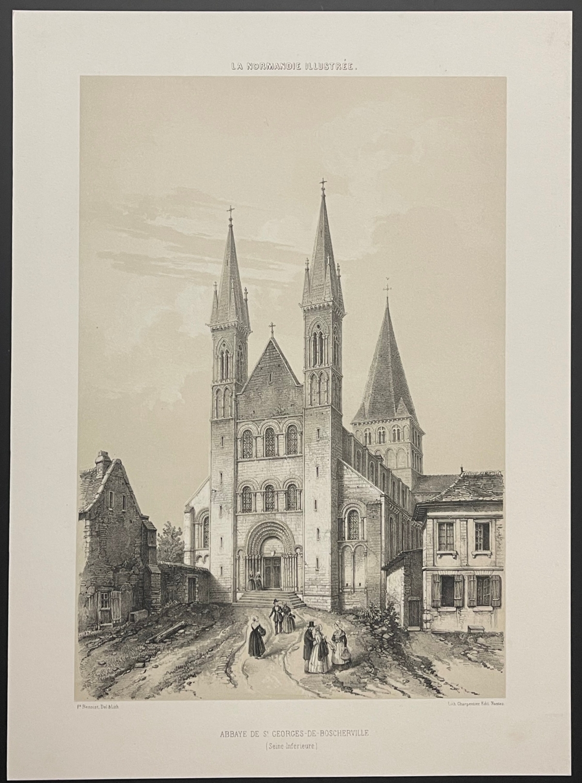 abbaye_saint-georges_de_boscherville_style_roman_lithographie_de_1852_france
