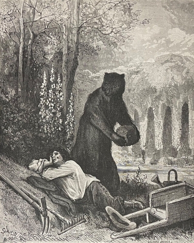 l_ours_et_l_amateur_jardins_gustave_dore_xylographie_fable_la_fontaine_1868