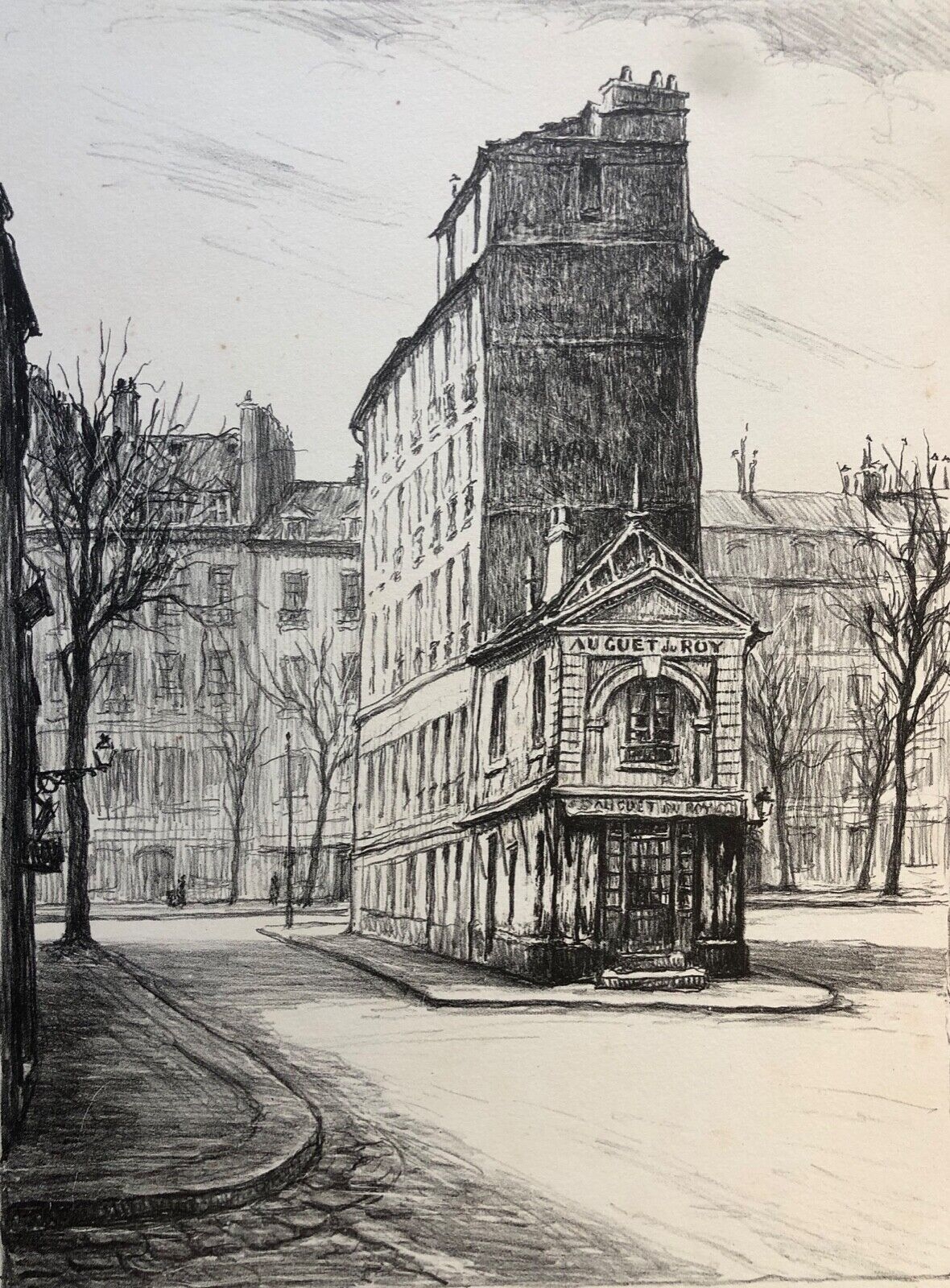 versailles_rene_aubert_1894-1977_litho_1951_signee_crayon_le_guet_du_roy