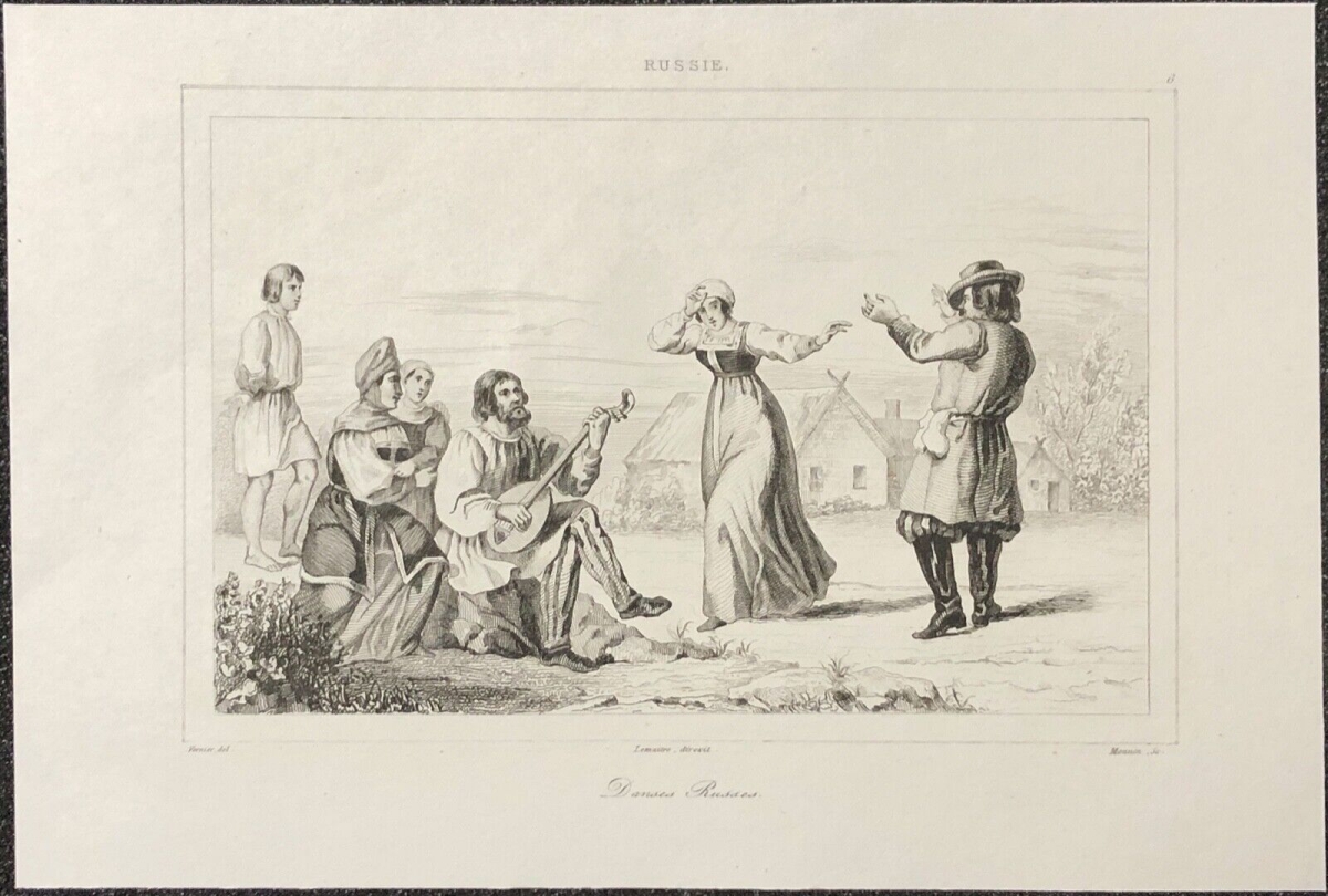 russie_danse_danseuse_musique_musicien_folklore_gravure_1838_mandoline_costume