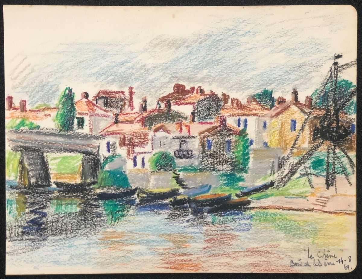 le_chene_bord_de_seine_pastel_date_de_1969