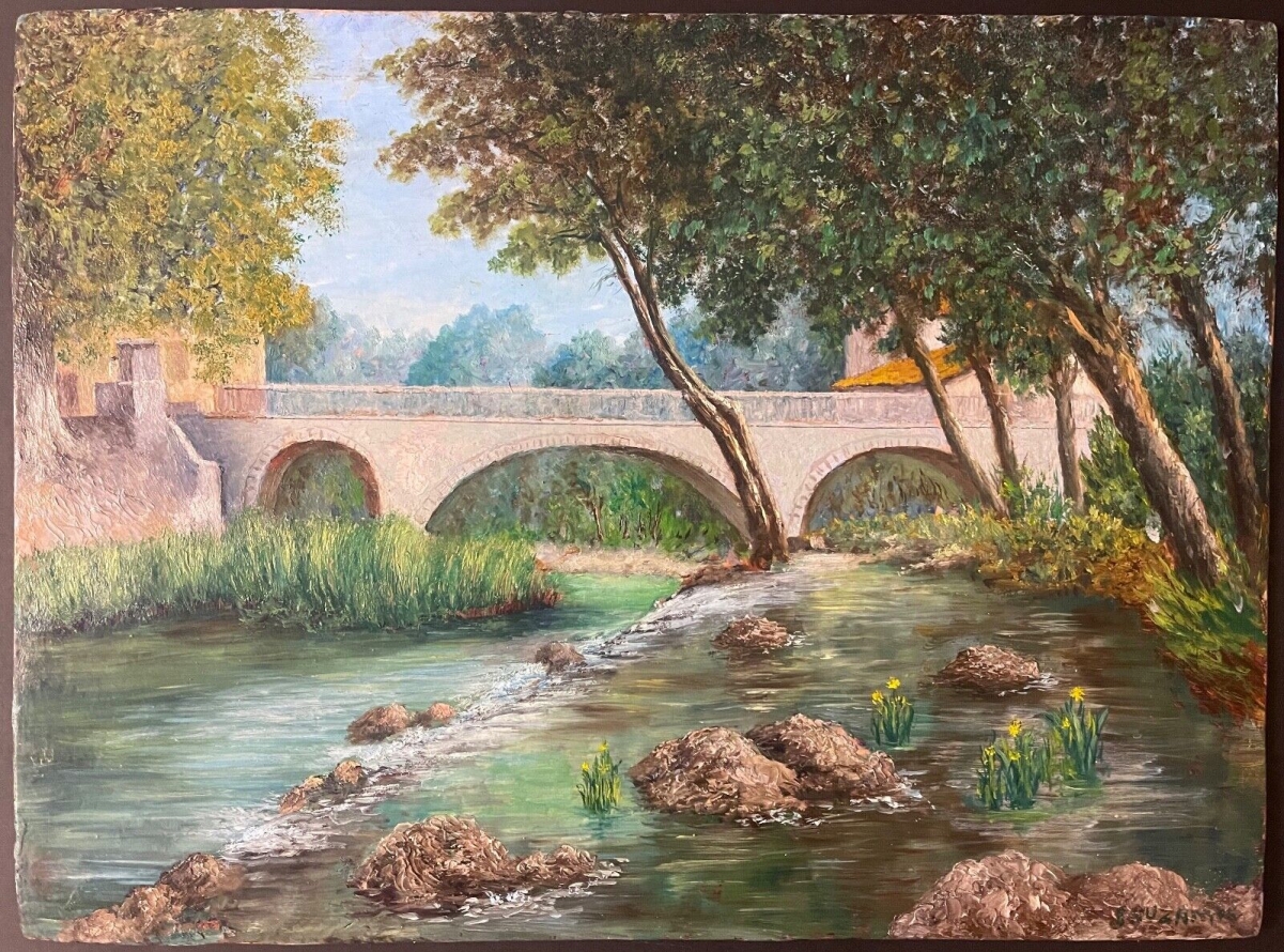 brignoles_vieux_pont_des_augustins_peinture_acrylique_sur_bois_provence_france