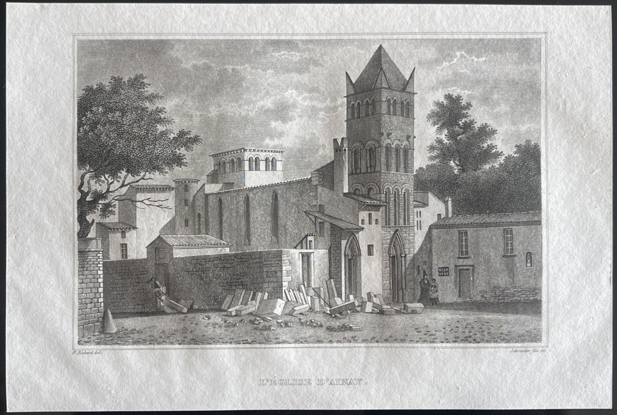 lyon_basilique_romane_abbaye_saint_martin_dainay_gravure_schoerder_1832_france