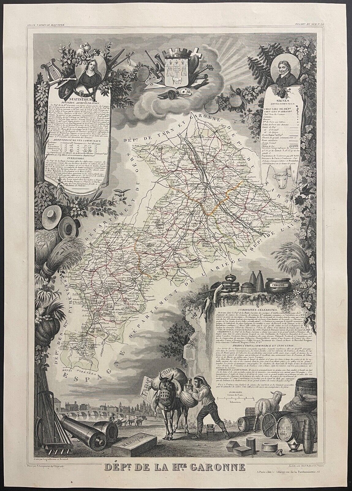 haute_garonne_departement_carte_de_1850_france_languedoc_gascogne_occitanie